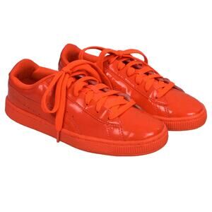 Puma Basket Neon Orange Round Toe Lace Up Sneaker Youth Size 5C